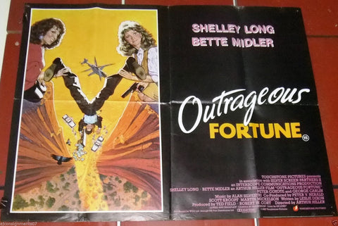 OUTRAGEOUS FORTUNE {Bette Midler} Quad British Original Movie Poster 80s