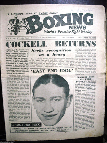 Boxing News Magazine No. 37 Vol 8 Sep. 10 (Harry Mizler) 1952