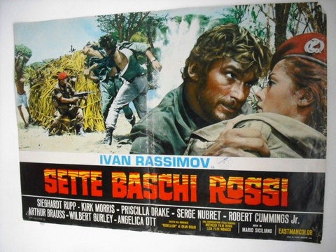 Sette Baschi Rossi The Seven Red Berets Italian Fotobusta Lobby Card 60s