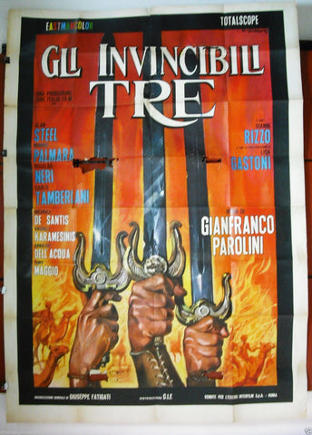 Gli Invincibili Tre { Alan Steel} Italian 4F Movie Poster 60s