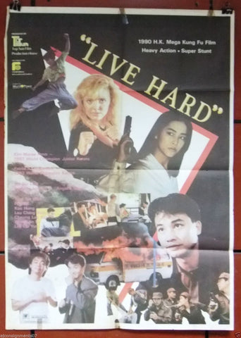 Live Hard (Simon Yam Tat-Wah) 40x27" Org. Lebanese Movie Poster 80s