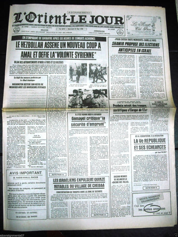 L'Orient-Le Jour {Beirut} Civil War Lebanese French Newspaper 1988