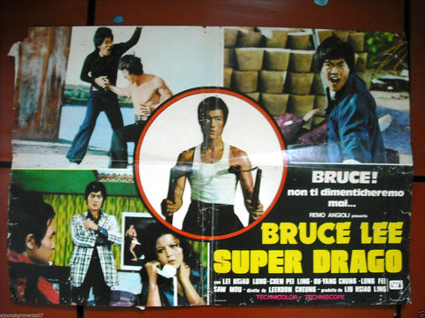 Bruce Lee Super Drago Original Italian Lobby Card 70s