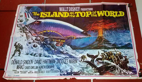 ISLAND AT THE TOP OF THE WORLD Disney 40x27" Original Lebanese Movie Poster 70s