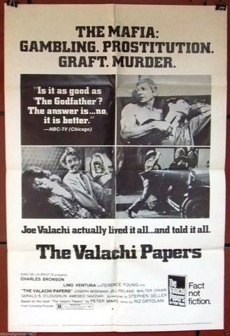 The Valachi Papers {Charles Bronson} 41x27" Original Style C Movie Poster 70s