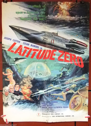 Latitude Zero {Toshirô Mifune} Japanese Toho Rare Original Film Poster 60s