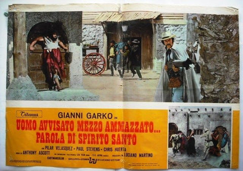 Avvisato Mezzo Ammazzato {His Name Was Holy Ghost Org. Italian Lobby Card 70s