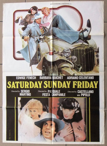 Saturday Sunday Friday Edwige Fenech 39x27" Lebanese Original Movie Poster 70s