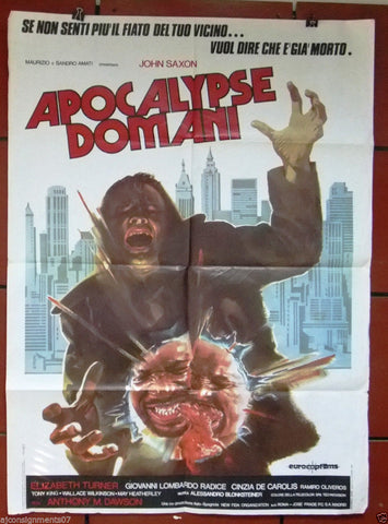 APOCALYPSE DOMANI {JOHN SAXON} Italian 2F Movie Poster 80s