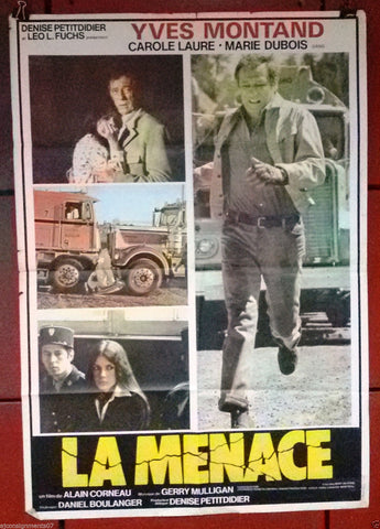 LA MENACE {YVES MONTAND} Original 40x27" Lebanese Movie Poster 70s