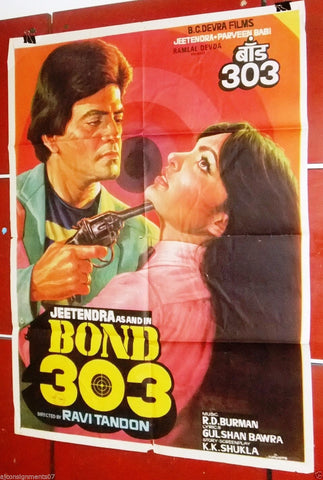 Bond 303 (Jeetendra) Indian Hindi Original Movie Rare Poster 80s