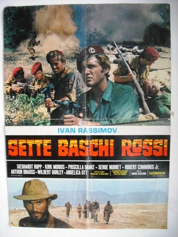Sette Baschi Rossi The Seven Red Berets {Ivan Rassimov} Italian Lobby Card 60s