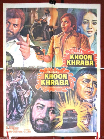 Khoon Khraba (Amjad Khan) Hindi Lebanese Style Original Movie Poster 80s