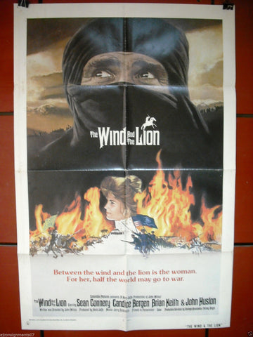 THE WIND AND THE LION Sean Connery  41x27" Good Original Movie Poster 70s