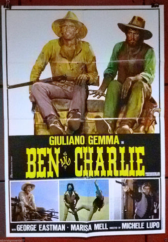 BEN AND CHARLIE {Guiliano Gemma} Original 40x27" Lebanese Movie Poster 70s