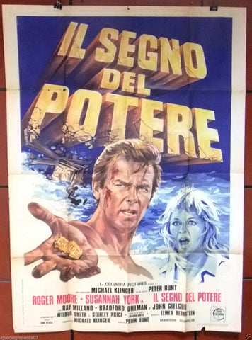 Gold Il Segno del Potere {Roger Moore} 2F Italian Org. Film Poster Manifesto 70s