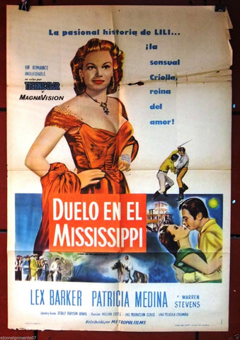 Duelo en el Mississippi (Lex Barker) Argentinean Argentina Movie Poster 50s