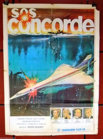 SOS Concorde {James Franciscus} Original 40x27" Lebanese Movie Poster 70s