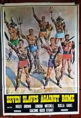 Seven Slaves against Rome (Gordon Mitchell) Original Lebanese Movie Poster 60s