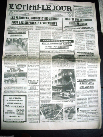 L'Orient-Le Jour {Beirut Bomb} Civil War Lebanese French Newspaper 1986