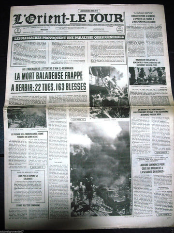L'Orient-Le Jour {Civil War - Car Bomb} Lebanese French Newspaper 30 July 1986