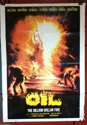 OIL THE BILLION DOLLAR FIRE {Whitman} Original 40x27" Lebanese Movie Poster 70s