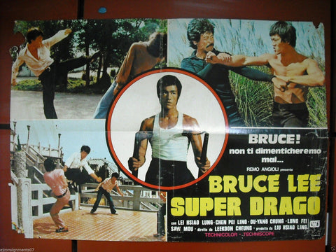 Bruce Lee Super Drago Original Italian Fotobusta Lobby Card 70s