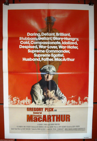 MACARTHUR GREGORY PECK   41x27" Good Original Movie Poster 70s