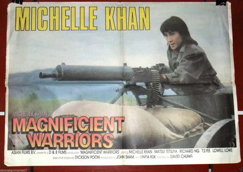 Magnificent Warriors (Michelle Khan) 20x27" Org. Lebanese Quad Movie Poster 80s