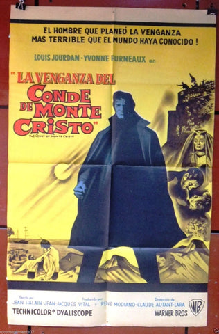 COUNT OF MONTE CRISTO {Louis Jourdan} Argentinean Argentina Movie Poster 60s