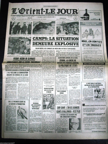 L'Orient-Le Jour {Camp Palestine Bomb}  War Lebanon French Newspaper 1986