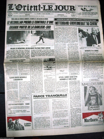 L'Orient-Le Jour {Capital - Hezbollah} Civil War Lebanese French Newspaper 1988