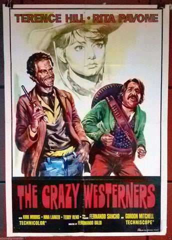 The Crazy Westerners {Terence Hill} 27x40" Original Lebanese Movie Poster 60s