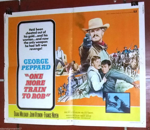 One More Train to Rob {George Peppard} Original Movie Half Sheet Poster 70s