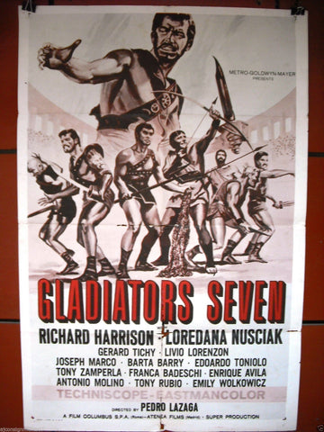Gladiators Seven (Richard Harrison) 41x27" Original 1st Movie Poster 60s