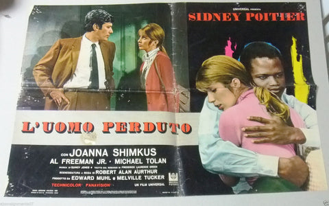 L'UOMO PERDUTO {SIDNEY POITIER} Italian Movie Lobby Card 60s