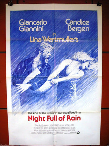 NIGHT FULL OF RAIN {Candice Bergen}  41x27" Original Movie Poster 70s