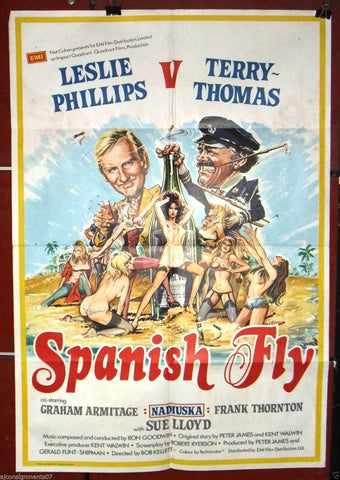 Spanish Fly {Leslie Phillips} Original British Movie Poster 70s