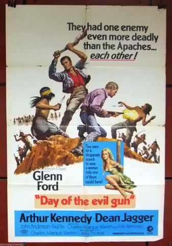 Day of the Evil Gun (Glenn Ford) 41"x27" Original U.S. Movie Poster 60s