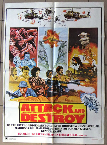 Attack and Destroy (Dante Rivero) Original 39x27" Lebanese Movie Poster 80s