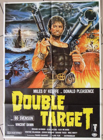 DOUBLE TARGET (MILES O'KEEFE ) Original 39x27" Lebanese Movie Poster 70s