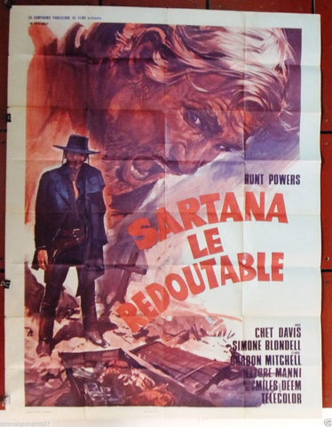 SARTANA LE REDOUTABLE {Hunt POWERS} 47"x63" French Movie Poster 70s