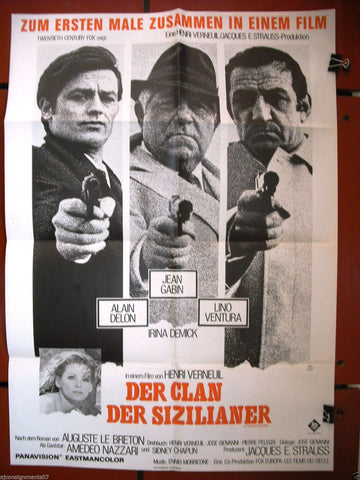 Der Clan der Sizilianer {Jean Gabin} Original German Movie Poster 60s