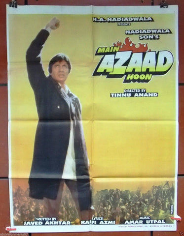 Main Azaad Hoon (Amitabh Bachchan) Indian Hindi Original Movie Poster 80s