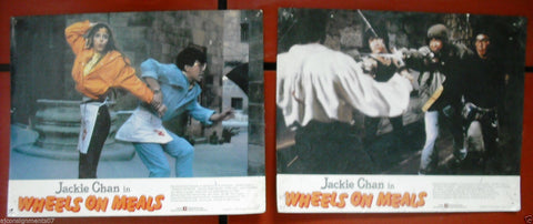 {Set of 2} Wheels on Meals (Jackie Chan) Kung Fu Lobby Card 80s