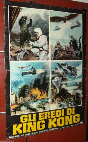 Set of 7x GLI EREDI DI KING KONG ISHIRO HONDA} Italian Movie Photobusta Card 70s