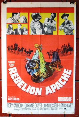 REBELION APACHE {RORY CALHOUN} Argentinean Argentina Movie Poster 60s