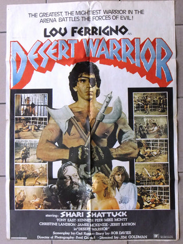 Desert Warrior Lou Ferrigno 39x27" Lebanese Original Movie Poster 70s