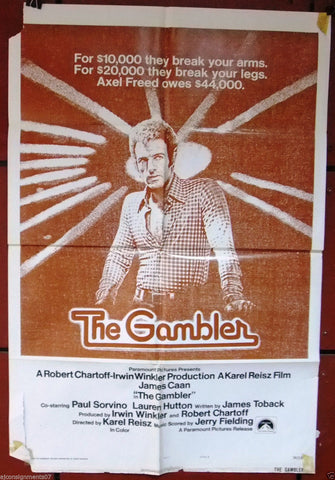 The Gambler {JAMES CAAN} Original 41x27" US Movie Poster 70s