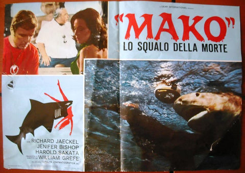 Mako: Lo Squalo Della Morte {Richard Jaeckel} Italian Movie Lobby Card 70s